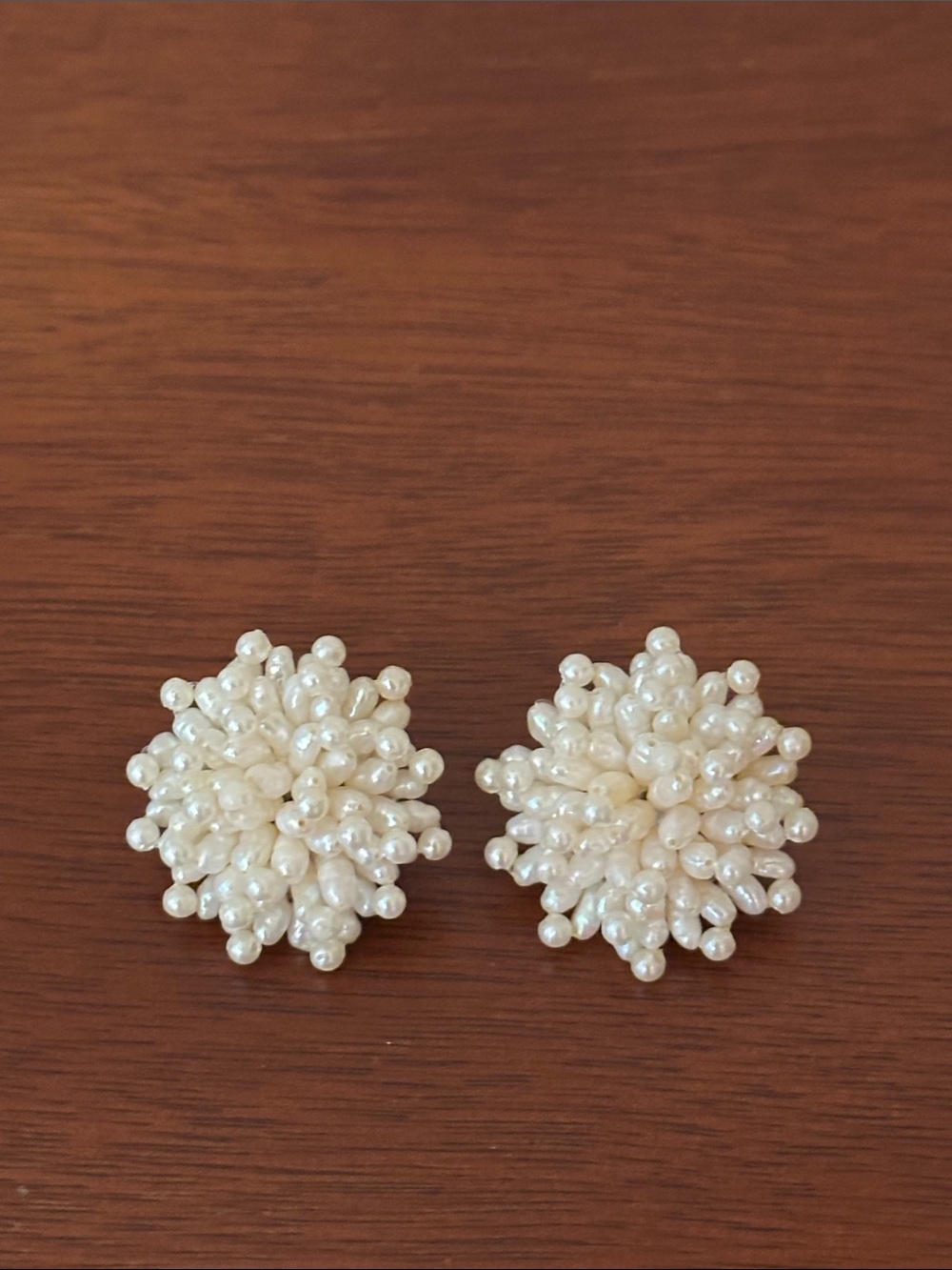Fashion Jewelry Pearl Cluster Stud Earrings - Cream